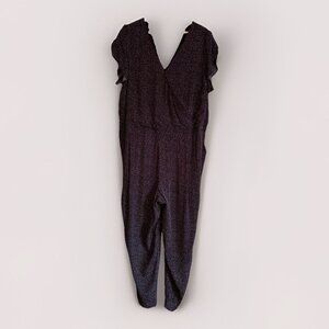 Ann Taylor Loft Women’s 16W Black Polka Dot Jumpsuit Flutter Sleeve Quiet Luxury